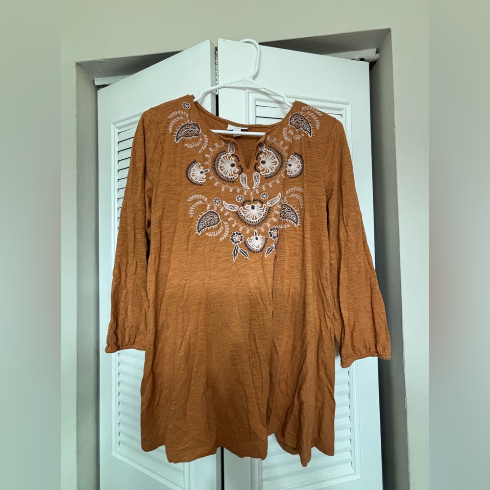 J. Jill Orange Embroidered Tunic